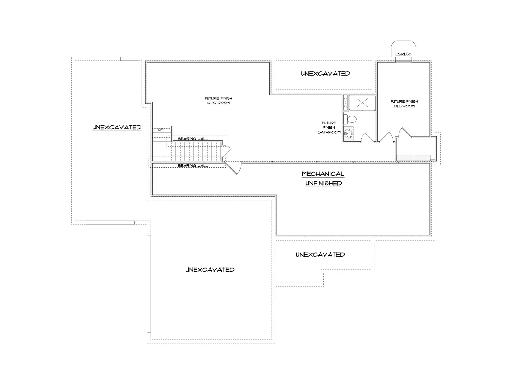 Basement floor plan for house in South Bend, 23410 Harold Dr